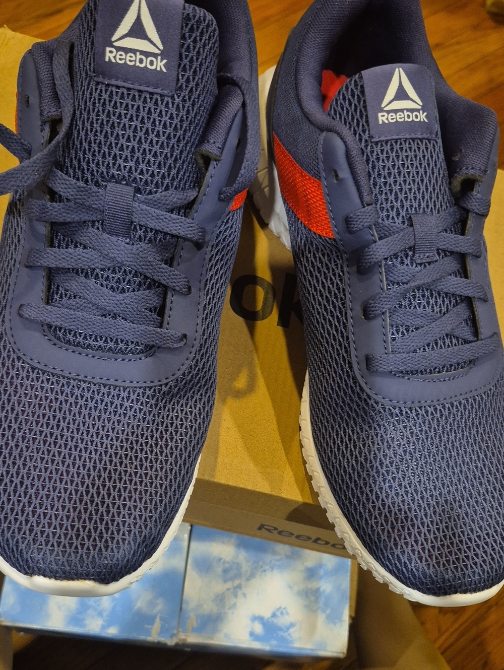 NEW--Reebok MENS' Navy and Red Mesh Athletic Shoes